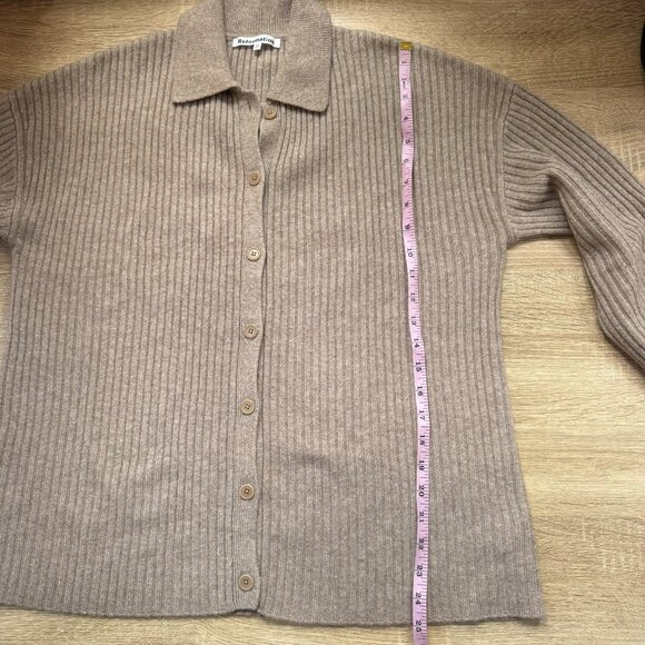 NWT Reformation Fantino Cashmere Sweater Collared Cardigan Oatmeal XS - Picture 12 of 16